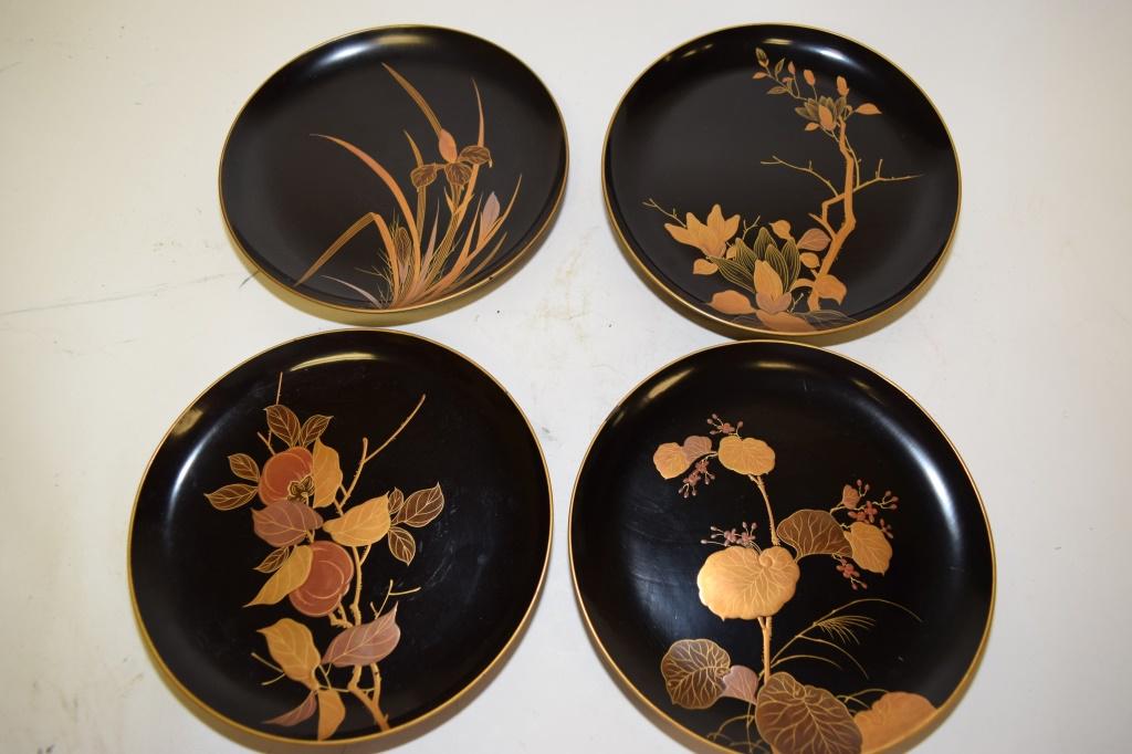 Four Japanese Lacquer Maki-e Dishes (1 of 5)