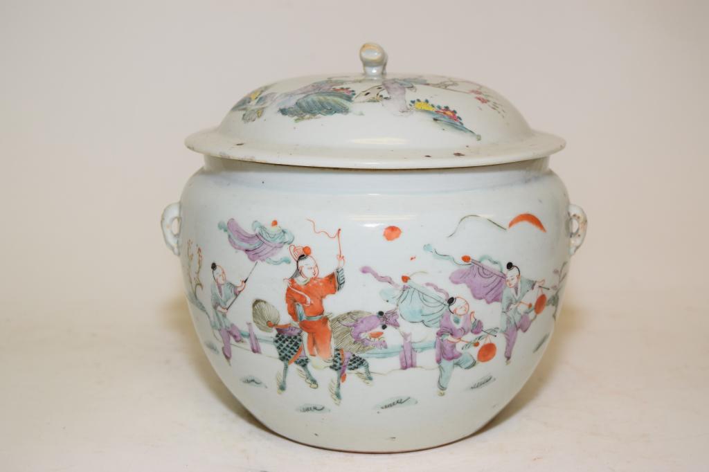 19th C. Chinese Porcelain Famille Rose Porridge Bowl (1 of 6)