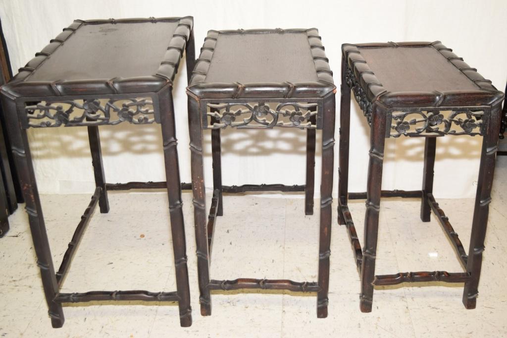 Set of 19th C. Chinese Suanzhi Wood Nesting Table (1 of 4)