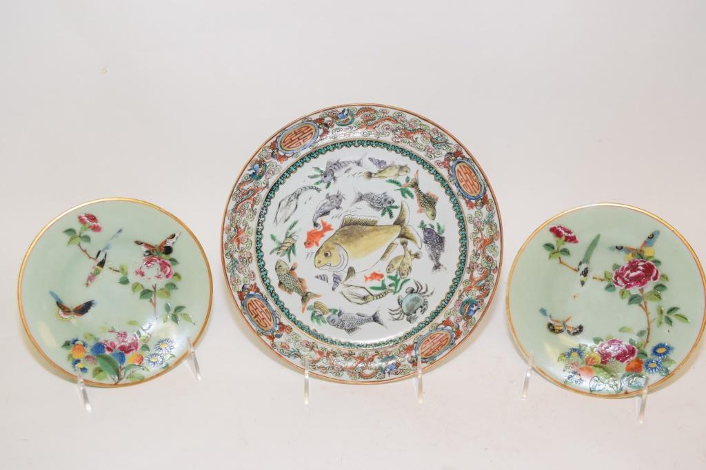 Three 19th C. Chinese Export Porcelain Plates (1 of 7)