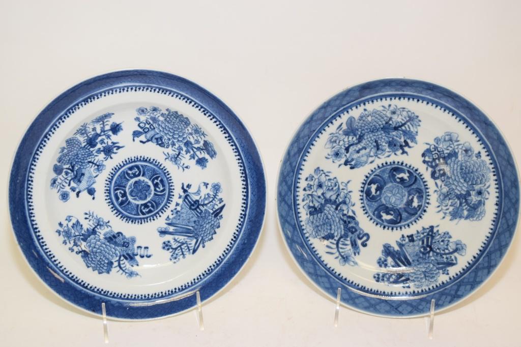 Two 18-19th C. Chinese Export Porcelain B&W Plates (1 of 6)