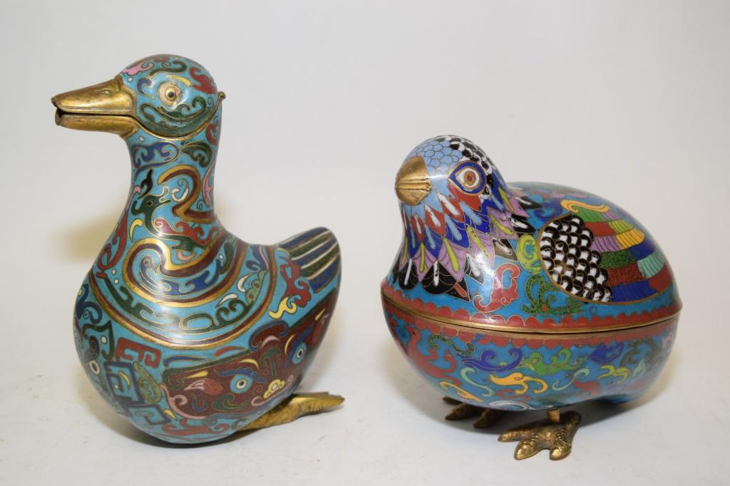 Two 19-20th C. Chinese Cloisonne Animal Boxes (1 of 5)