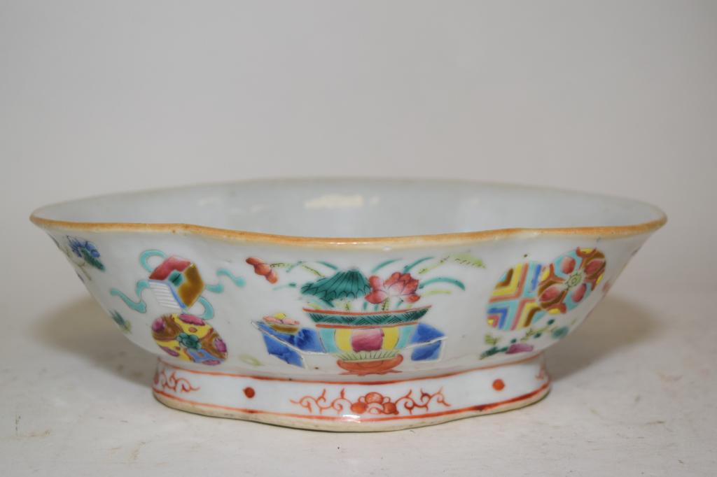 19th C. Chinese Porcelain Famille Rose Altar Bowl (1 of 6)