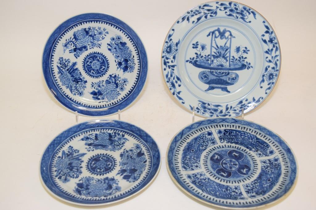 Four 18-19th C. Chinese Export Porcelain B&W Plate (1 of 4)