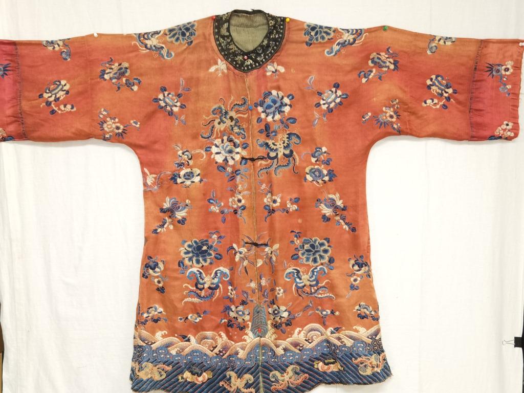 19th C. Chinese Red DaZi Style Embroidered Robe (1 of 5)