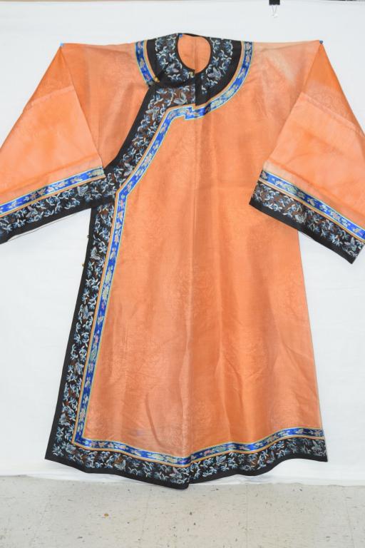 19th C. Chinese Orange Summer Gauze Robe (1 of 6)