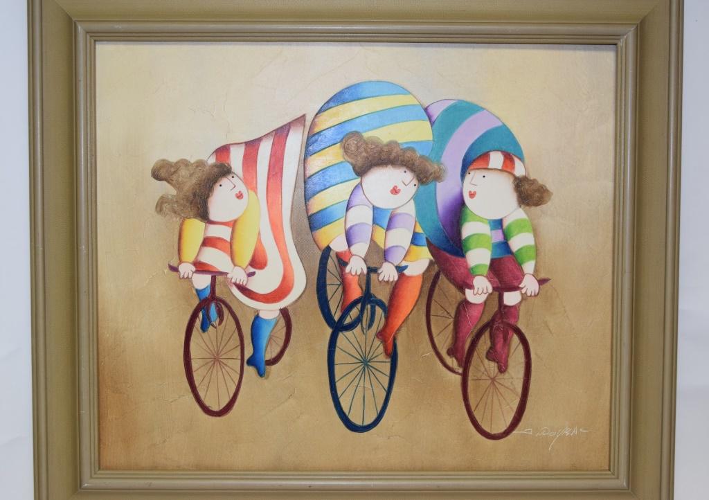 Three Bikers Oil Painting by J. Roybal (1 of 3)
