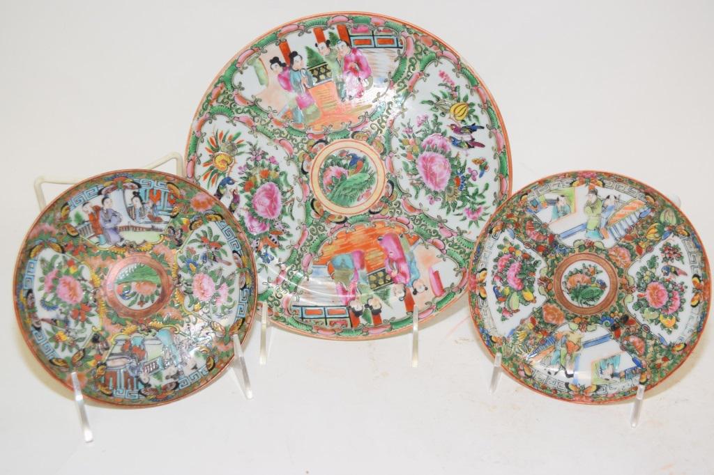 Three 19th C. Chinese Porcelain Famille Rose Plate (1 of 4)