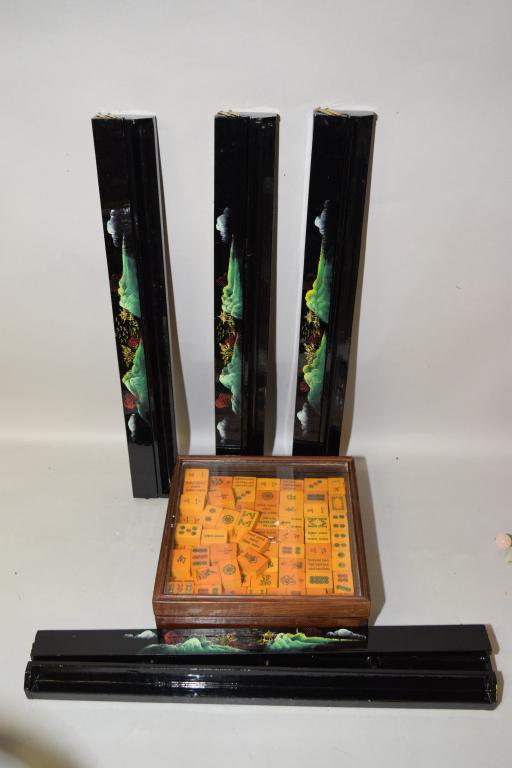 Set of Chinese Mahjong with Lacquer Stands (1 of 3)