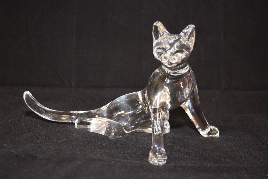 Baccarat Crystal Glass Cat: Baccarat Crystal Glass Cat, 8.25in