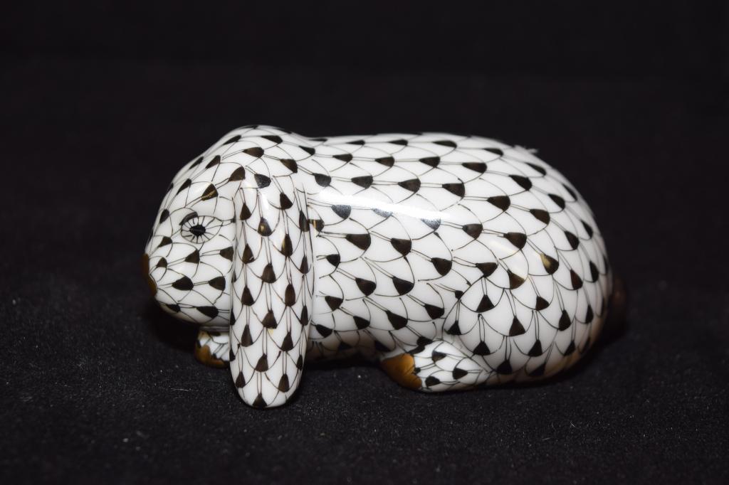 Herend Hungary Porcelain Black Rabbit Figurine (1 of 5)