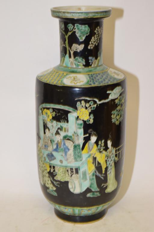 19-20th C. Chinese Porcelain Famille Noir Sancai Vase (1 of 8)