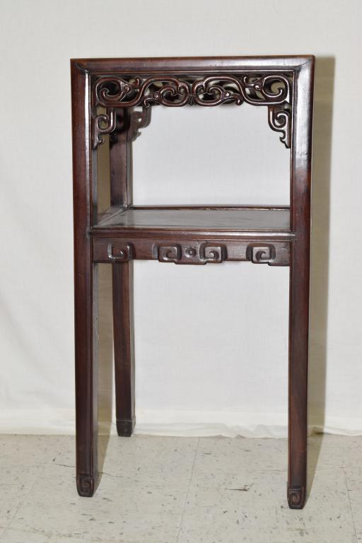 Qing Chinese Marble Inlay Suanzhi Wood Carved Stand (1 of 6)