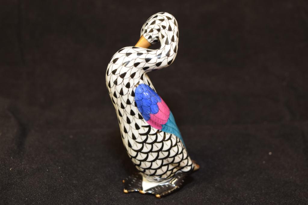 Herend Hungary Porcelain Black Duck Figurine (1 of 5)