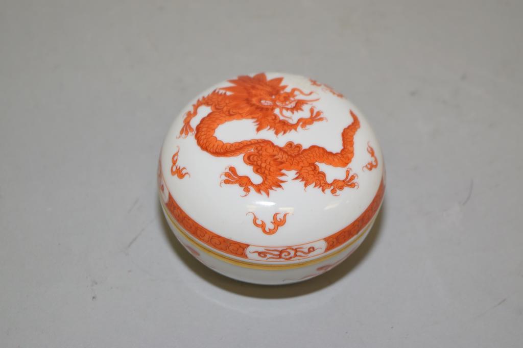 Meissen Germany Porcelain Red Ming Dragon Lidded Box (1 of 4)
