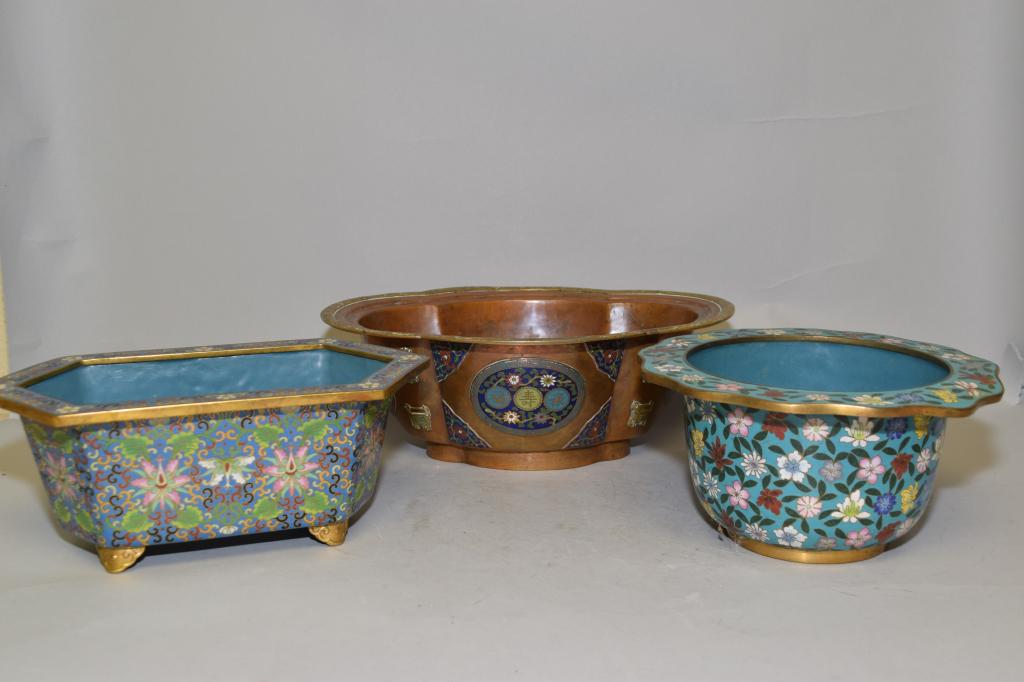 Three Chinese Cloisonne Narcissus Planters (1 of 8)