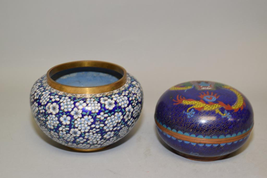 19-20th C. Chinese Cloisonne Box and Brush Washer (1 of 5)
