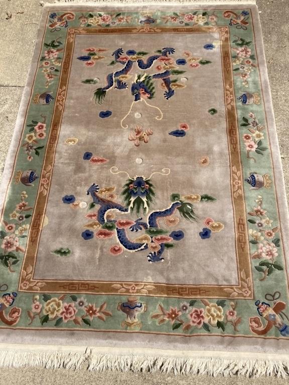 Chinese Wool Dragon Pattern Rug (1 of 9)