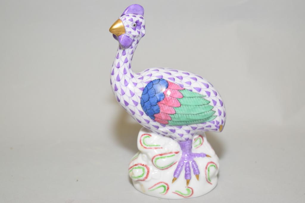 Herend Hungary "Purple Bird" Porcelain Figurine: Herend Hungary "Purple Bird" Porcelain Figurine, 4.75in