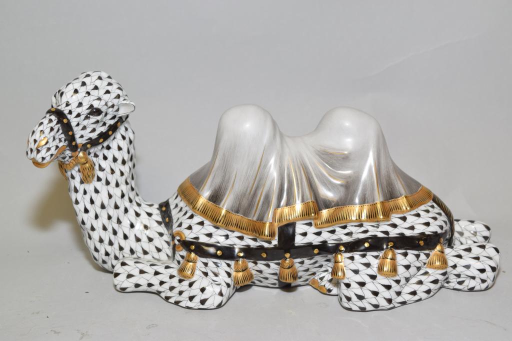 Large Herend Hungary "Black Camel" Porcelain Figurine (1 of 7)