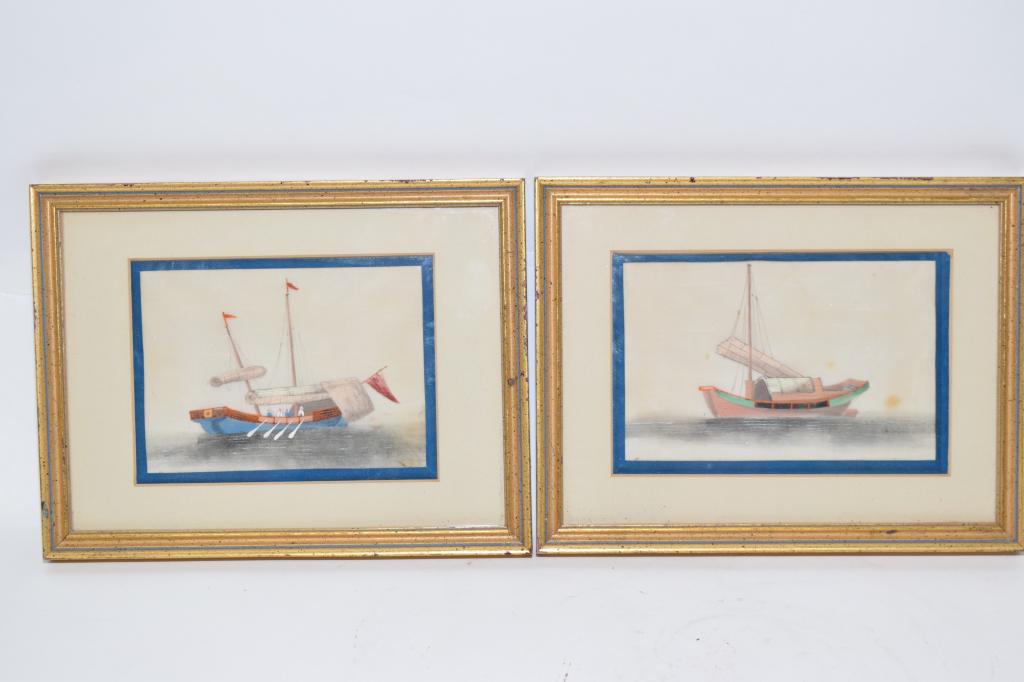 Pr. of 19th C. Chinese Watercolor Painting on Rice Paper (1 of 3)