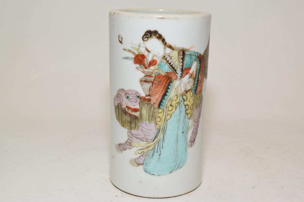 19th C. Chinese Porcelain Famille Rose Brush Pot (1 of 5)