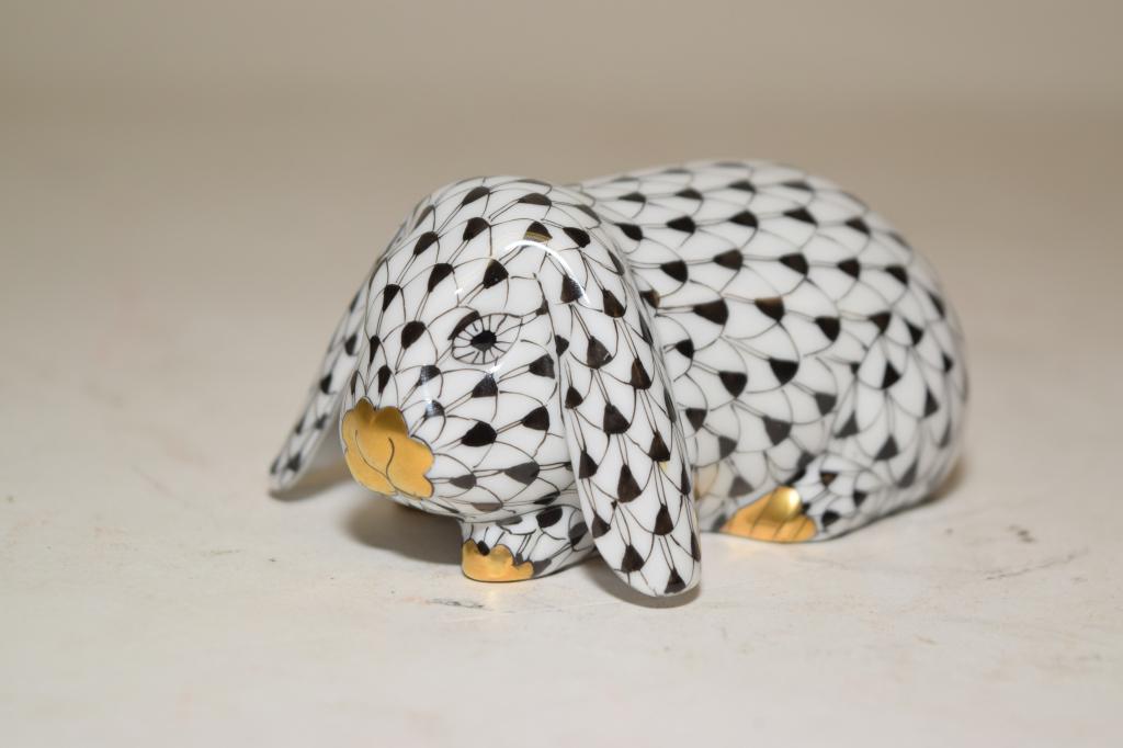 Herend Hungary Porcelain Black Rabbit Figurine (1 of 4)