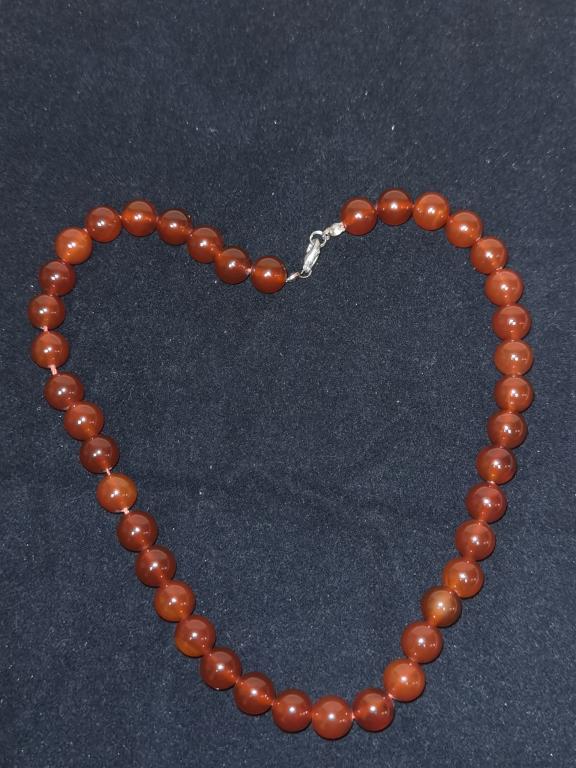 Natural Red Agate Bead Necklace (1 of 3)