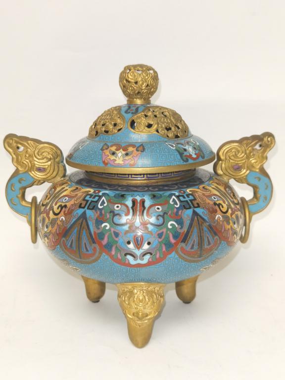 Chinese Cloisonne Three-Foot Incense Burner (1 of 11)