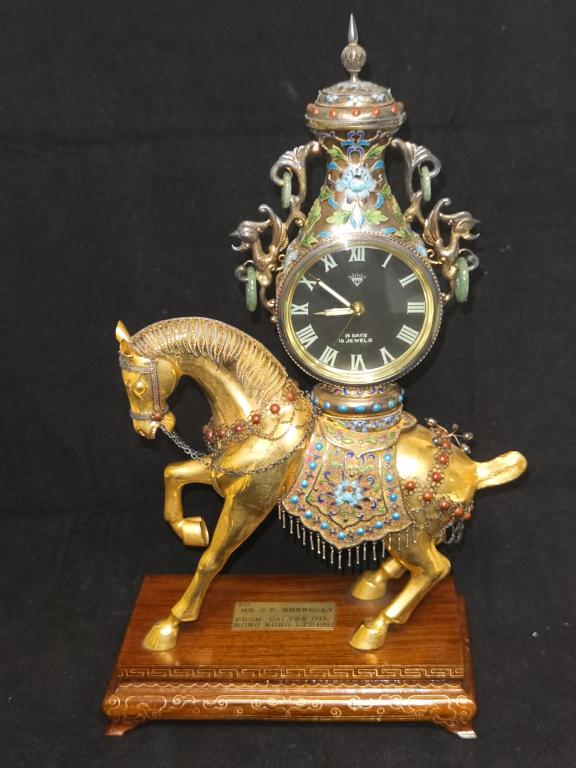1950-70s Chinese Export Enamel over Silver Clock (1 of 8)