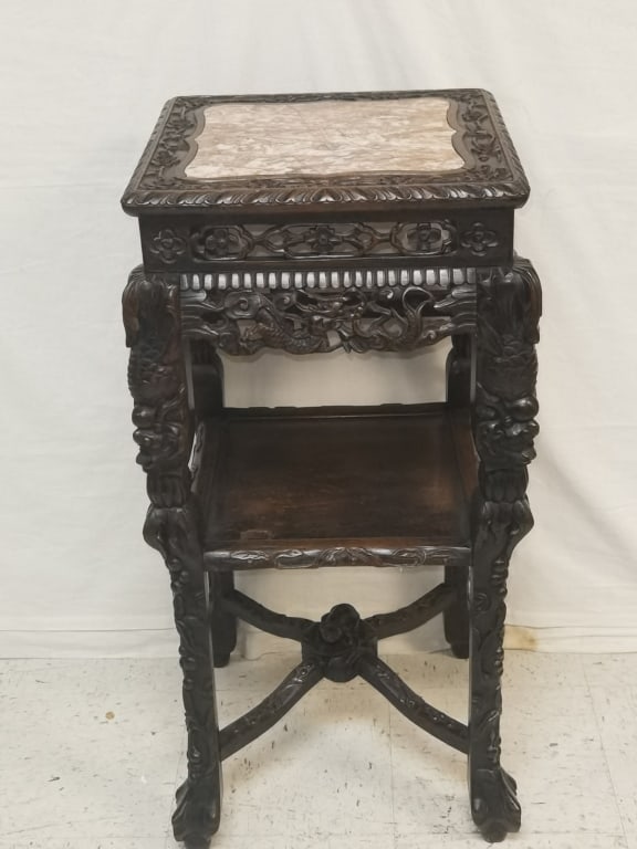 Qing Chinese Export Marble Inlay Suanzhi Hongmu Table (1 of 11)