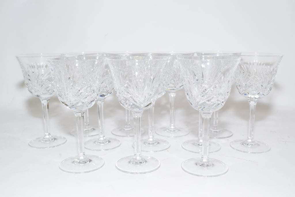 (12) Gorham Crystal Cherrywood Water Goblets: (12) Gorham Crystal Cherrywood Water Goblets, 6 7/8in