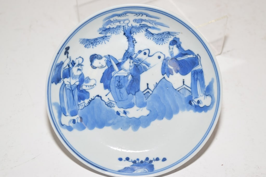 19th C. Chinese Porcelain B&W Longevity Plate (1 of 4)