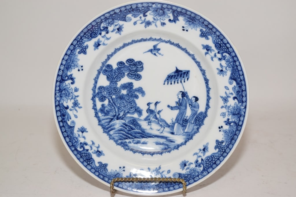 18-19th C. Chinese Export Porcelain B&W Plate (1 of 4)