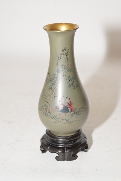 Chinese FuJian Export Gilt Painted Lacquer Vase (1 of 5)