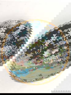 19th C. Japanese Cloisonne Plate: 19th C. Japanese Cloisonne Plate, 9.5in