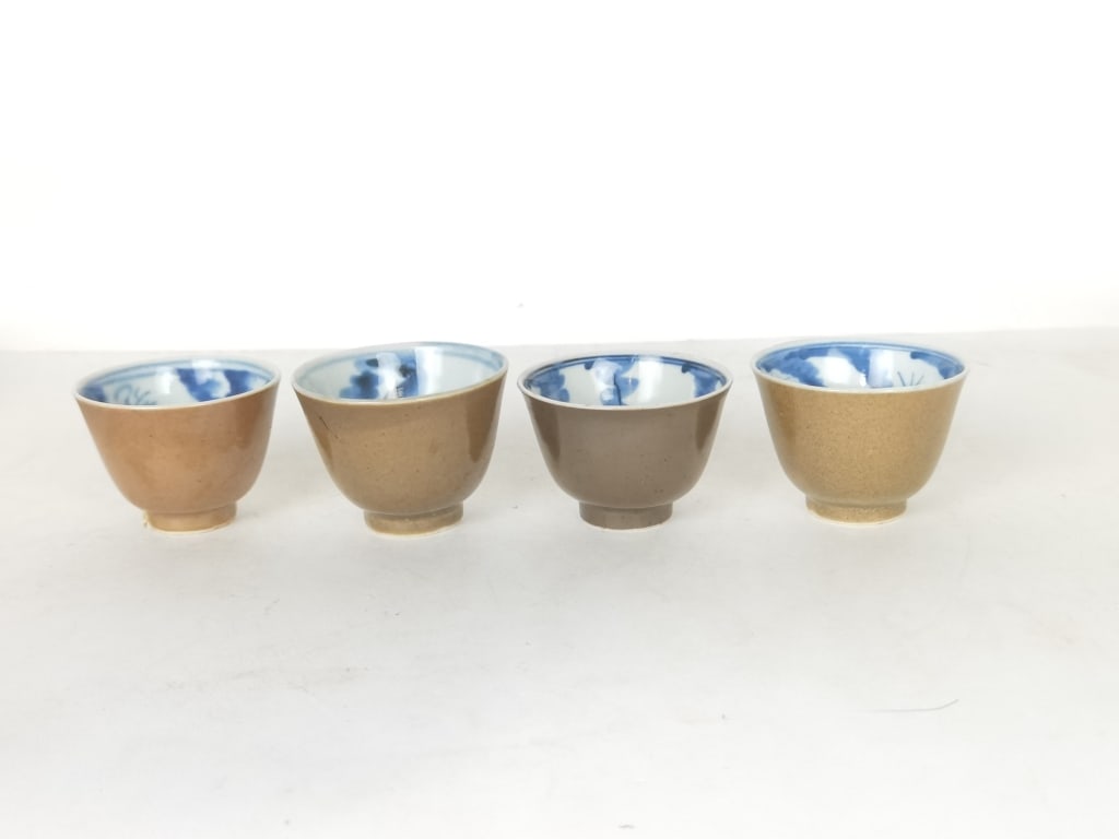 (4) 17-18th C. Chinese Export Porcelain B&W Tea Cups (1 of 4)