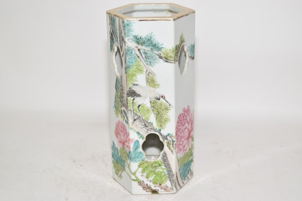 19-20th C. Chinese Porcelain Famille Verte Hat Stand (1 of 7)