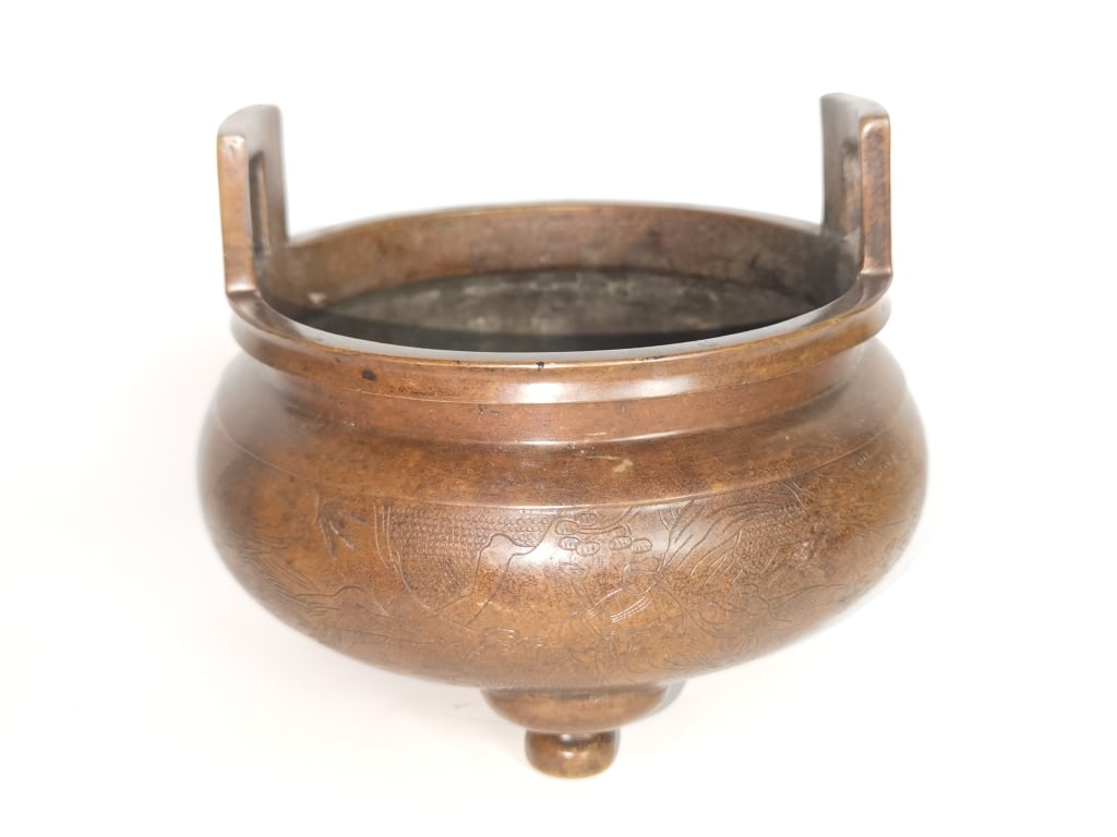19th C. Chinese Bronze Three-Foot Censer, YuTangShiSou (1 of 7)