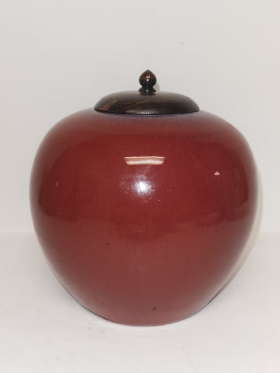 18th C, Chinese Porcelain Flambe Glaze Melon Jar (1 of 4)