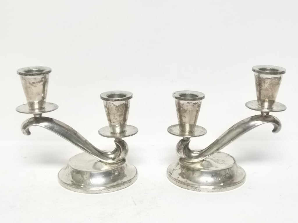 Pr. of Fisher Weighted Sterling Silver Candelabra (1 of 4)