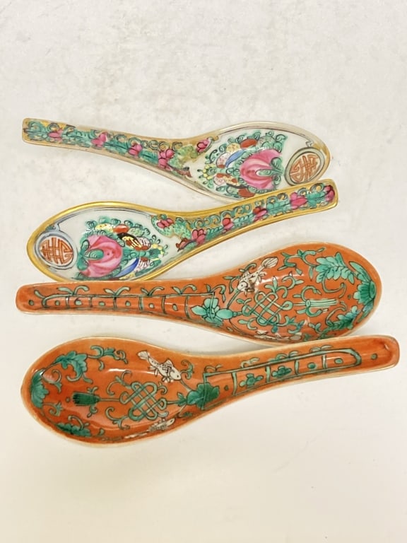 (4) 19-20th C. Chinese Export Porcelain B&W Spoons (1 of 2)