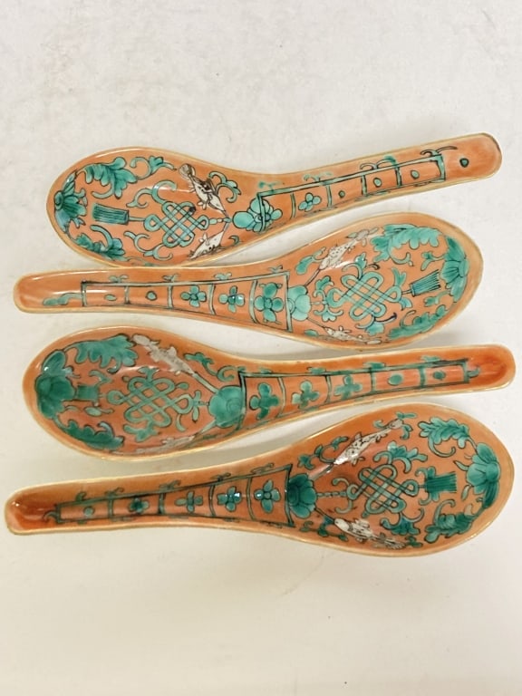 (4) 19-20th C. Chinese Export Porcelain B&W Spoons (1 of 2)