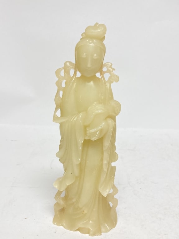 Chinese Soapstone Carved Guanyin: Chinese Soapstone Carved Guanyin, 8in