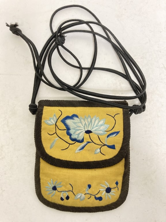 19-20th C. Chinese Embroidered Pouch (1 of 2)