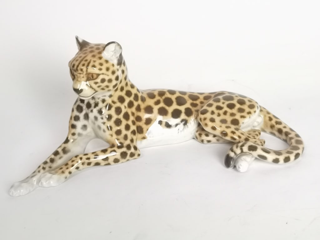 Antique Nymphenburg Porcelain Leopard, West Germany (1 of 5)