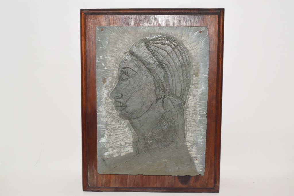 Vintage Stone Carved Profile Plaque (1 of 4)