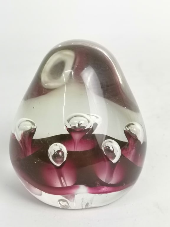 Unmarked Purple Bubble Glass Paperweight (1 of 3)