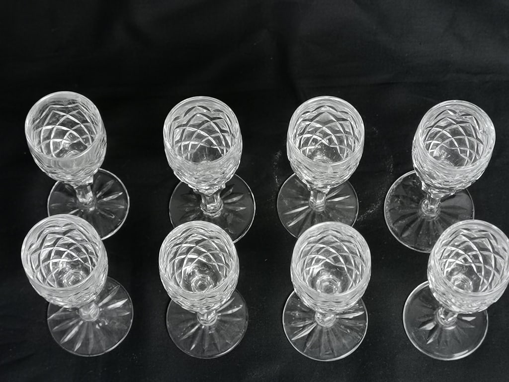 (8) Waterford "Powerscourt" Crystal Cordial Glasses: (8) Waterford "Powerscourt" Crystal Cordial Glasses, 4 5/8in