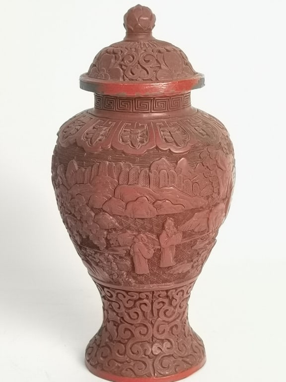 Qing Chinese Cinnabar Carved Jar (1 of 6)